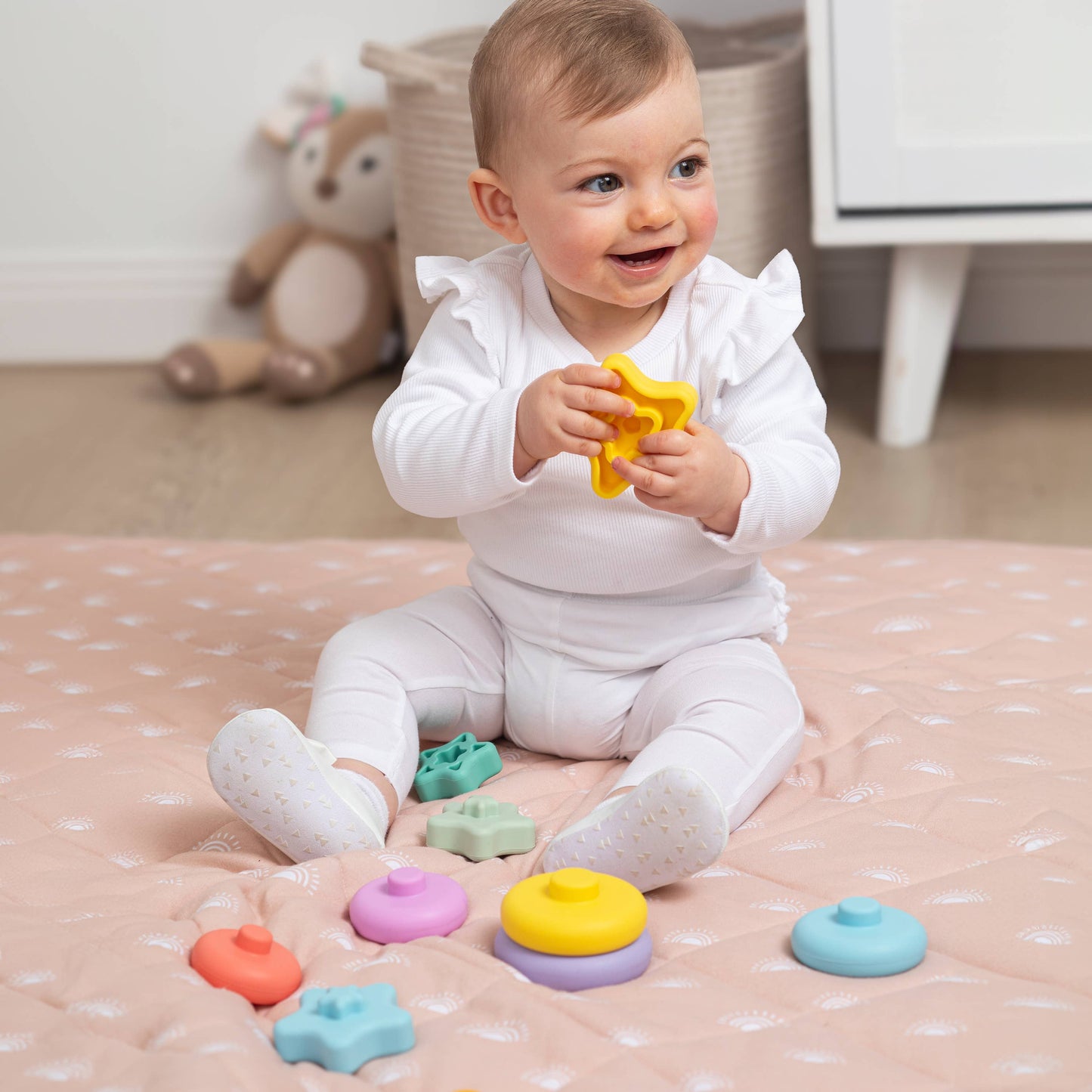 Playground Silicone Stacking Tower Star - Sorbet