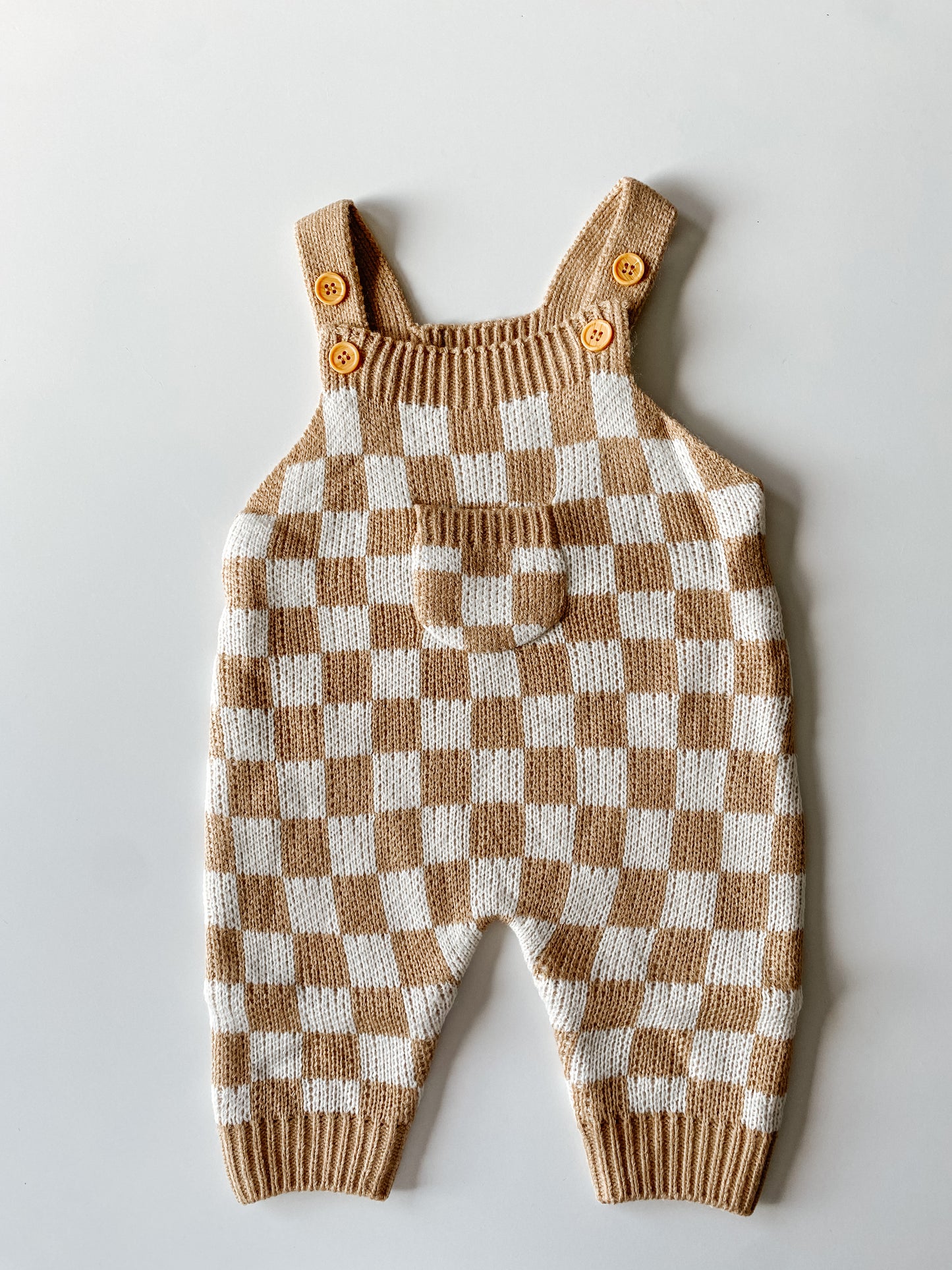 Knit Romper | Caramel Check